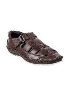 Metro Men Brown Leather Fisherman Sandals