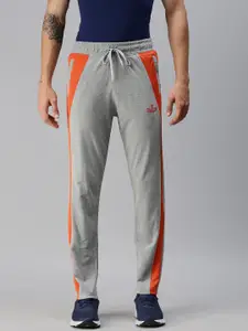 ONN Men Grey Melange & Orange Solid Cotton Track Pants