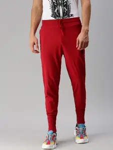 ONN Men Red Solid Cotton Joggers