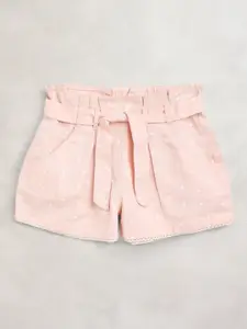 Cherry Crumble Girls Peach-Coloured Printed Shorts
