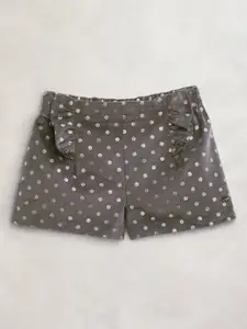 Cherry Crumble Kids-Girls Grey Printed Denim Shorts