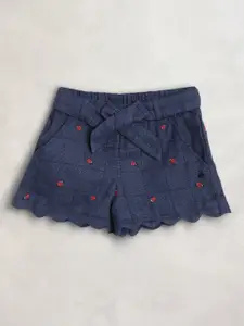 Cherry Crumble Girls Blue Printed Shorts