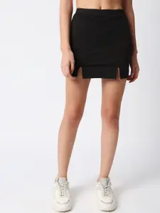 Disrupt Women Black Solid Slim-Fit Pencil Mini Skirts