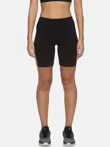 NOT YET by us Women Black Slim Fit Cycling Sports Shorts