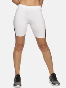 NOT YET by us Women White Slim Fit Cycling Sports Shorts
