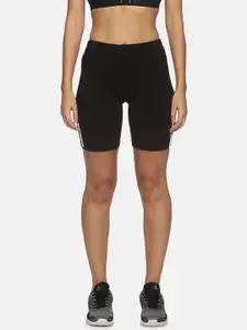NOT YET by us Women Black Slim Fit Outdoor Sports Shorts