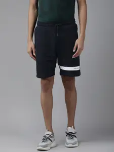 Van Heusen Flex Men Navy Blue Solid Low-Rise Sports Shorts
