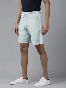 Van Heusen Men Blue Solid Low-Rise Shorts With Side Stripes