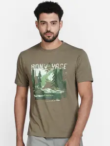 Wildcraft Men Olive Green Printed Round Neck T-shirt