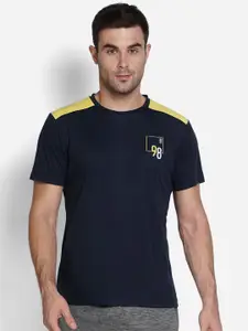 Wildcraft Men Navy Blue & Yellow Colourblocked T-shirt