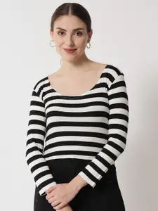 Trend Arrest Multicoloured Striped Styled Back Top