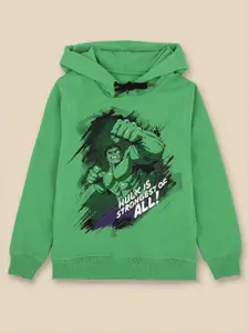Kids Ville Boys Green Hulk Printed Hooded Sweatshirts