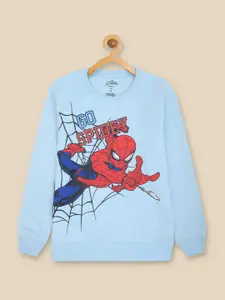 Kids Ville Boys Blue & Red Spiderman Printed Sweatshirt
