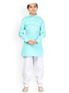 Aarika Boys Turquoise Blue Pure Cotton Kurta with Pyjamas