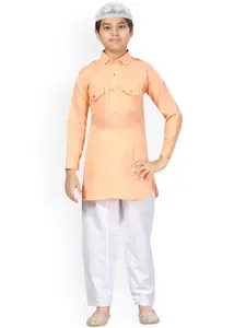 Aarika Boys Orange Pure Cotton Kurta with Pyjamas
