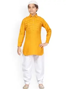 Aarika Boys Yellow Pure Cotton Kurti with Pyjamas
