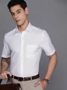 Louis Philippe Men White Pure Cotton Classic Short Sleeve Formal Shirt