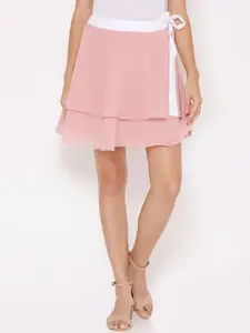 aturabi Women Pink Solid Flared Above Knee-Length Skirt