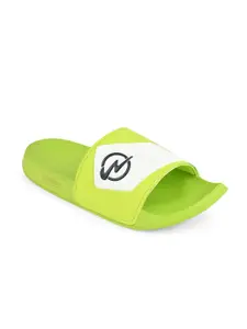 Campus Men Green & White Printed Sliders