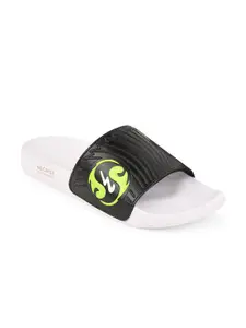 Campus Men Black & Green Printed Sliders