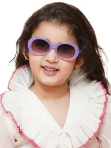 Carlton London Girls Black Lens & Purple Oval Sunglasses CLSG035