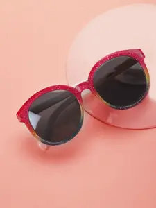 Carlton London Girls Black Lens & Pink Round Sunglasses