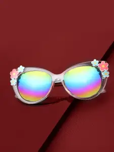 Carlton London Girls Mirrored Lens & Purple Cateye Sunglasses