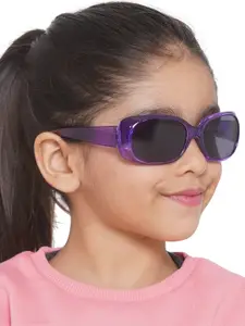 Carlton London Girls Black Lens & Purple Oversized Sunglasses