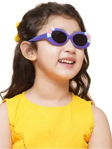 Carlton London Girls Black Lens & Blue Oval Sunglasses