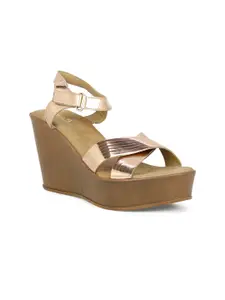 Inc 5 Rose Women Gold Party High-Top Wedge Sandals
