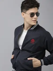 U.S. Polo Assn. Men Navy Blue Solid Bomber Jacket