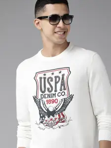 U.S. Polo Assn. Denim Co. U S Polo Assn Denim Co Men Off White Printed Pullover