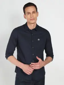 U.S. Polo Assn. Denim Co. U S Polo Assn Denim Co Men Navy Blue Solid Slim Fit Pure Cotton Casual Shirt