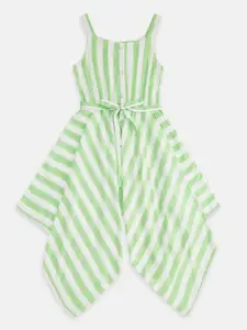 Pantaloons Junior Green Striped Dress