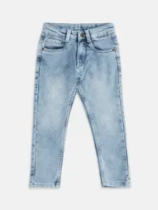 Pantaloons Junior Boys Blue Tapered Fit Heavy Fade Jeans
