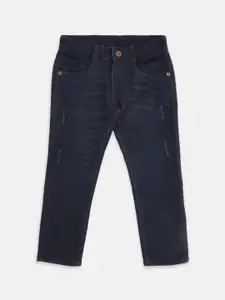 Pantaloons Junior Boys Navy Blue Tapered Fit Low Distress Jeans