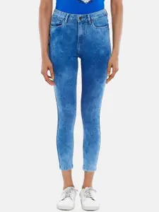 People Women Blue Slim Fit Heavy Fade Jeans