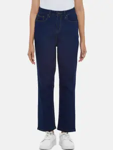 People Women Navy Blue Straight Fit Jeans