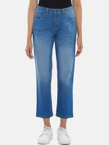 People Women Blue Straight Fit Light Fade Jeans