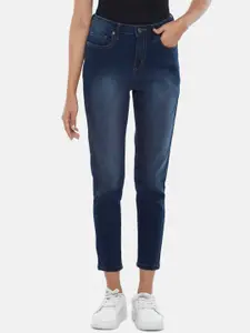 People Women Navy Blue Slim Fit Light Fade Jeans