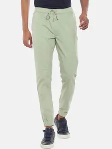 Urban Ranger by pantaloons Men Green Solid Cotton Slim-Fit Joggers