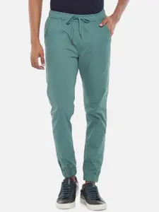 Urban Ranger by pantaloons Men Green Solid Cotton Slim Fit Track Pants