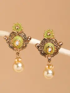OOMPH Green Floral Drop Earrings