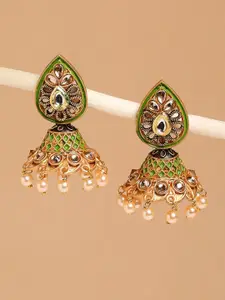 OOMPH Women Green Floral Jhumkas Earrings