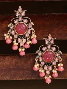 OOMPH Pink Floral Drop Earrings