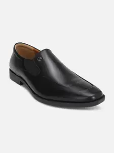 Louis Philippe Men Black Solid Formal Slip-On Shoes