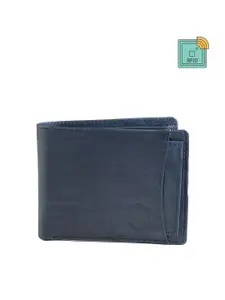 Keviv Men Blue Leather Two Fold Wallet