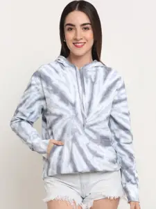 Ennoble Women Grey Printed Hooded Sweatshirt