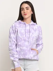 Ennoble Women Purple Printed Hooded Sweatshirt