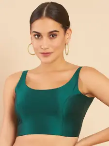 Soch Women Green Solid Silk Saree Blouse